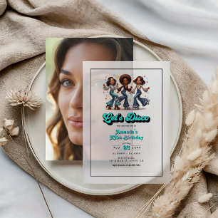 Retro Disco Queens Birthday Party Photo Vellum Invitations