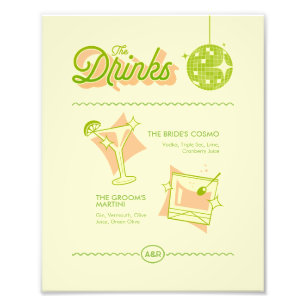 Retro Disco Wedding Bar Menu Photo Print