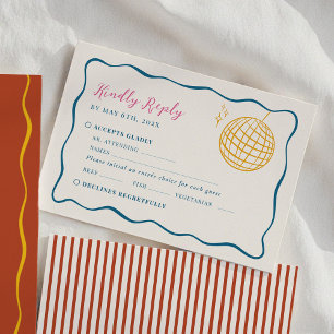 Retro Disco Wedding RSVP Card