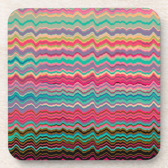 Retro distorted lines pattern coaster (Front)