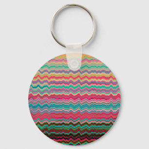 Retro distorted lines pattern key ring