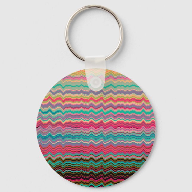 Retro distorted lines pattern key ring (Front)