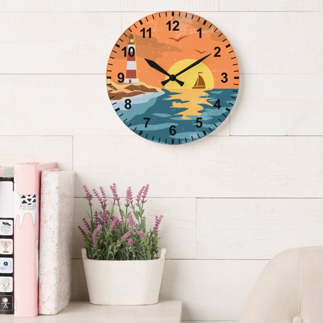 Retro Distressed Beach Lighthouse Wall Clock (Creator Uploaded)