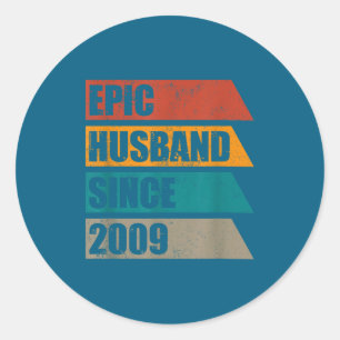 Retro Distressed Epic Husband Since Classic Round Sticker