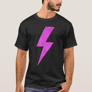 Retro Distressed Front & Back PINK Lightning Bolt T-Shirt