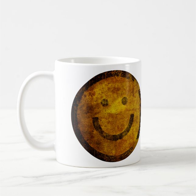 Retro Distressed Happy Face Mug (Left)