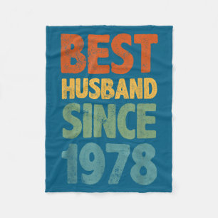 Retro Distressed Husband Since 1978 Artwork Fleece Blanket