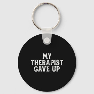 Retro Distressed Mental Health Humour My Therapist Key Ring