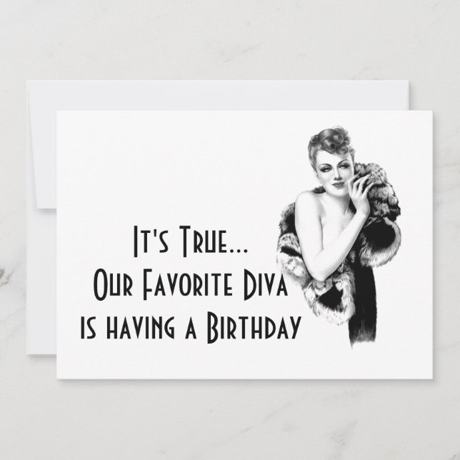 Retro Diva Womans Birthday Party Invitation (Front)