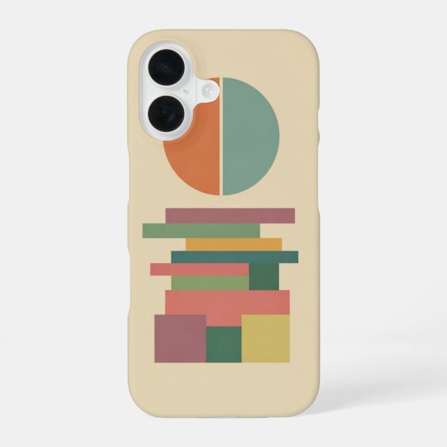 Retro Divided Circle and Blocks iPhone 16 Case (Back)