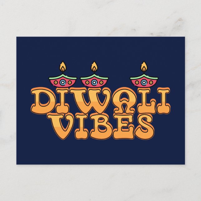 Retro Diwali Vibes Postcard (Front)