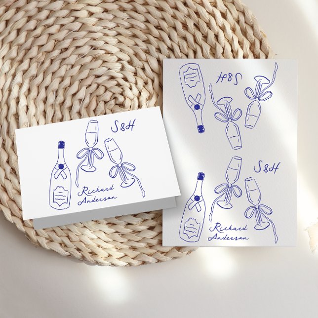 Retro DIY Folded Dolce Cobalt Blue Place Cards (Creator Uploaded)