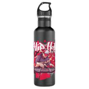 Retro DJ Hip Hop Turntables Graffiti 90s Rap Music 710 Ml Water Bottle