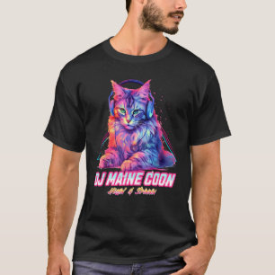 Retro DJ Maine Coon Cat Headphones Music Chill Wav T-Shirt