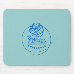 Retro DJ Racoon Pastel Marble Texture Mousepad