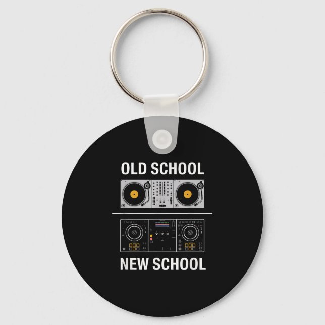 Retro Dj Setup Vs Edm Mixer Evolution Humour Beat  Key Ring (Front)