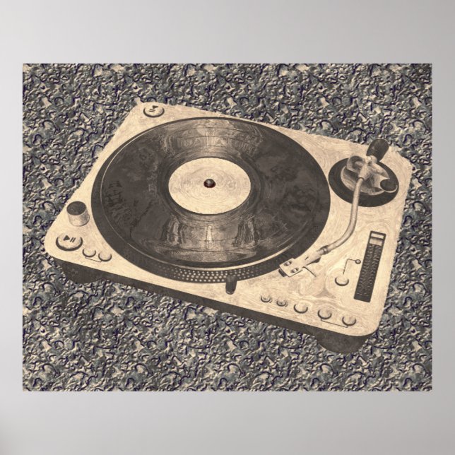 Retro DJ Turntable Grunge Poster (Front)