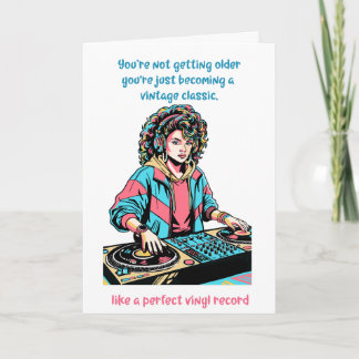Retro DJ Vinyl Record Funny Birthday Card Friend
