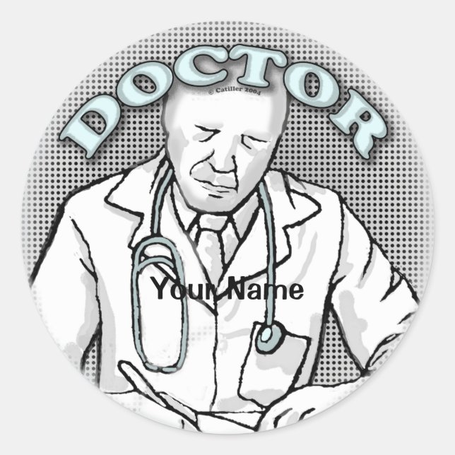 Retro doctor  classic round sticker (Front)