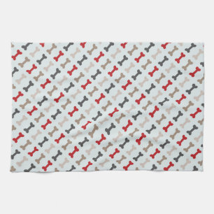 Retro Dog Bone Pattern Tea Towel