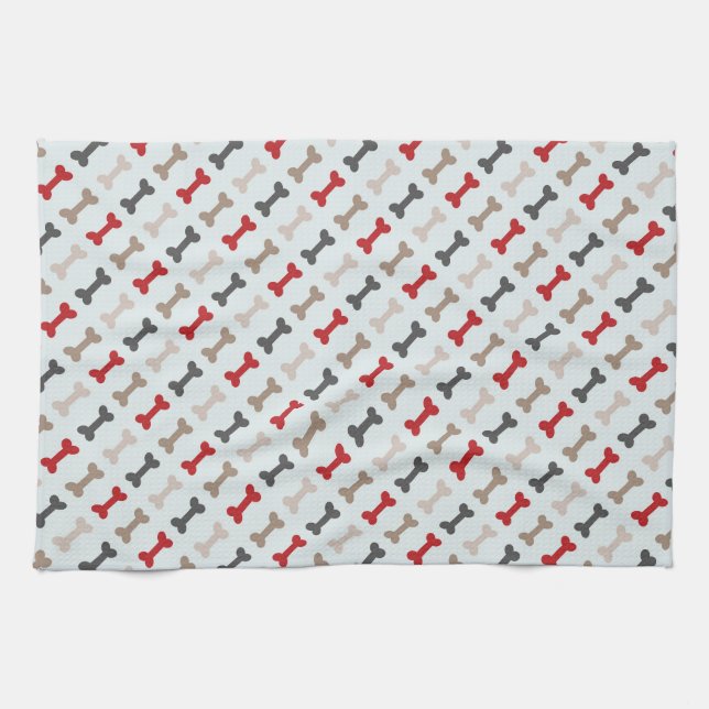 Retro Dog Bone Pattern Tea Towel (Horizontal)