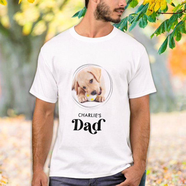 Retro Dog DAD Personalized Puppy Pet Photo T-Shirt (Creator Uploaded)