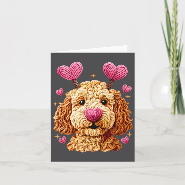 Retro Dog Goldendoodle Valentines Funny Gift Women Card (Front)