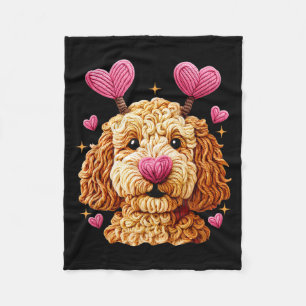 Retro Dog Goldendoodle Valentines Funny Gift Women Fleece Blanket