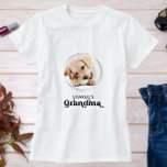 Retro Dog GRANDMA Personalised Puppy Pet Photo T-Shirt<br><div class="desc">Dog Grandma ... Surprise your favourite Dog Grandma this Mother's Day , Christmas or her birthday with this super cute custom pet photo t-shirt. Customise this dog grandma shirt with your dog's favourite photos, and name. This dog grandma shirt is a must for dog lovers and dog moms! Great gift...</div>