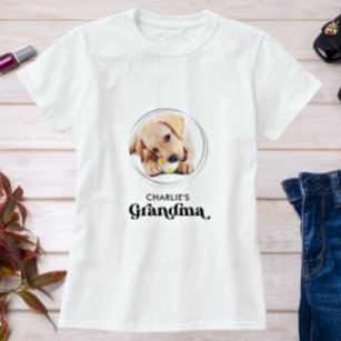 Retro Dog GRANDMA Personalised Puppy Pet Photo T-Shirt