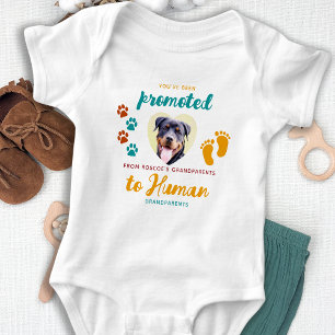 Retro Dog Grandparents Pregnancy Reveal Cute Photo Baby Bodysuit