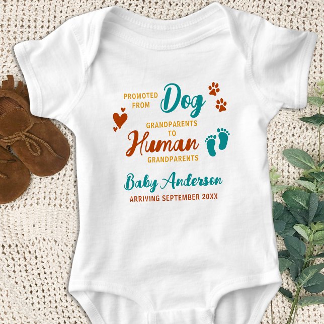 Retro Dog Grandparents to Human Pregnancy Reveal  Baby Bodysuit (Creator Uploaded)