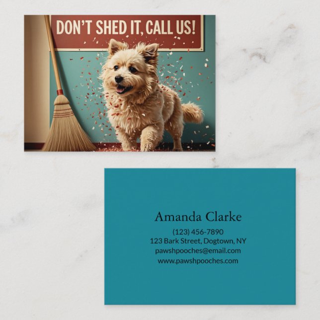 Retro Dog Grooming “Don’t Shed on It, Call Us!” Business Card (Front/Back)