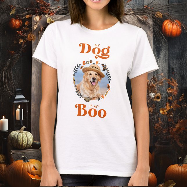 Retro Dog is my Boo Personalised Cute Pet Photo  T-Shirt (Creator Uploaded)