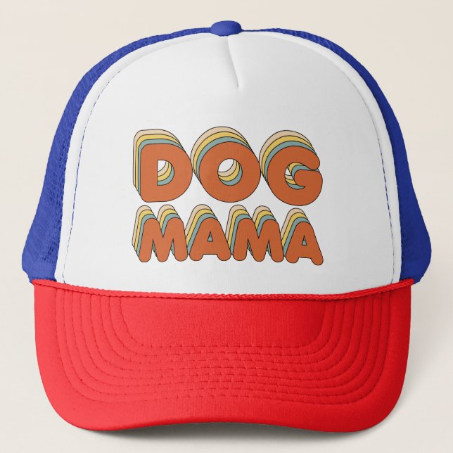 Retro Dog Mama Funny Dog Mum Trucker Hat (Front)