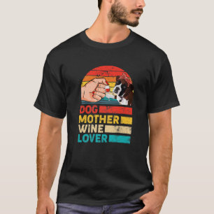Retro Dog Mother Wine Lover Boxer Dog Mother's Day T-Shirt