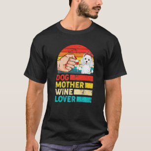 Retro Dog Mother Wine Poodle Dog Mother's Day T-Shirt