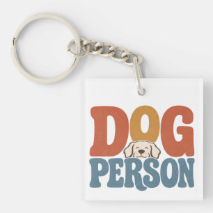 Retro Dog Person Pet Dog Lover Key Ring
