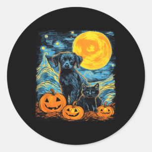 Retro Dog Pumpkin Halloween Funny Dogs Halloween Classic Round Sticker