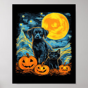 Retro Dog Pumpkin Halloween Funny Dogs Halloween  Poster