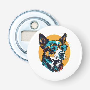 Retro Dog wearing sunglasses Bottle Opener