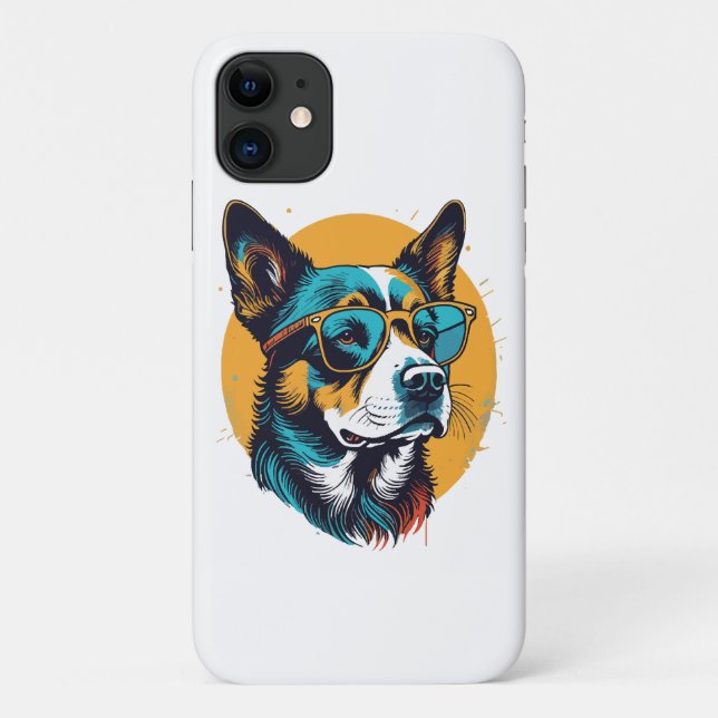 Retro Dog wearing sunglasses Case-Mate iPhone Case (Back)