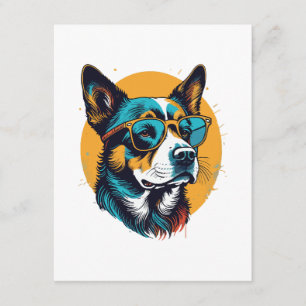 Retro Dog wearing sunglasses Enclosure Card