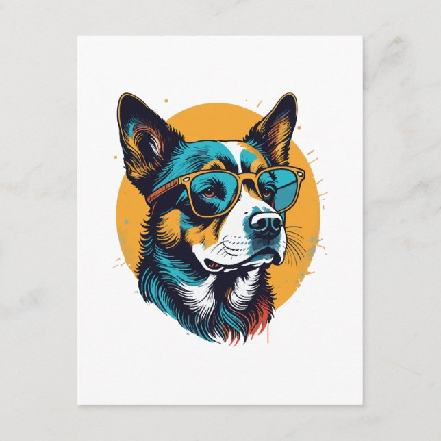 Retro Dog wearing sunglasses Enclosure Card (Front)