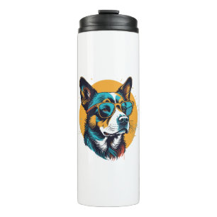Retro Dog wearing sunglasses Thermal Tumbler