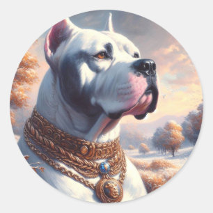 Retro Dogo Argentino Painting Classic Round Sticker