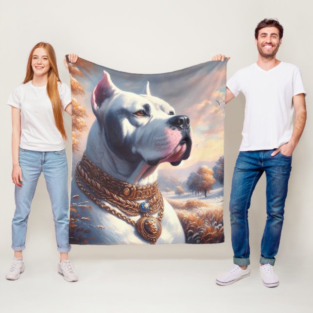 Retro Dogo Argentino Painting Fleece Blanket (In Situ)