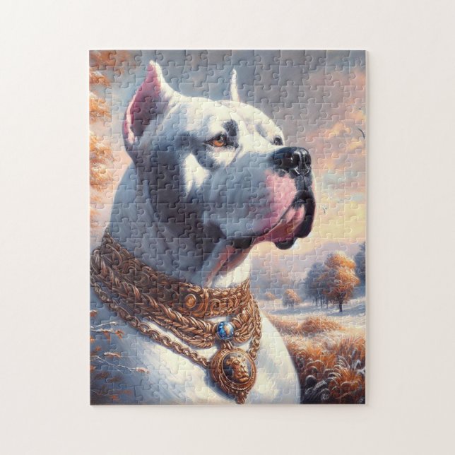 Retro Dogo Argentino Painting Jigsaw Puzzle (Vertical)