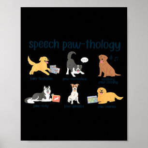 Retro dogs speech language pathologist slp speech poster
