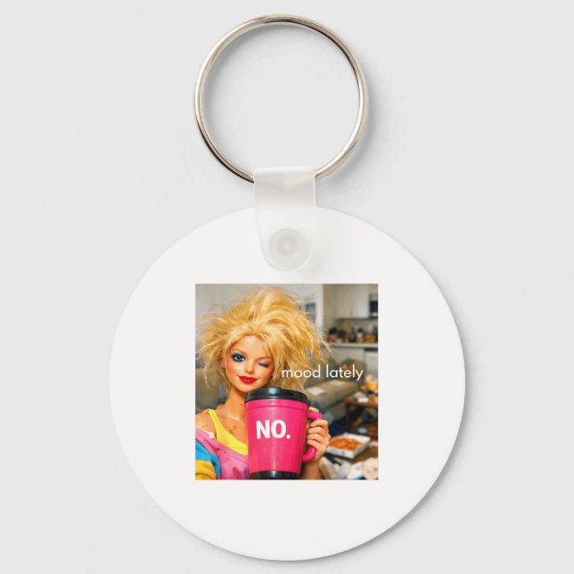 Retro doll face meme dolls plastic digusting doll key ring (Front)